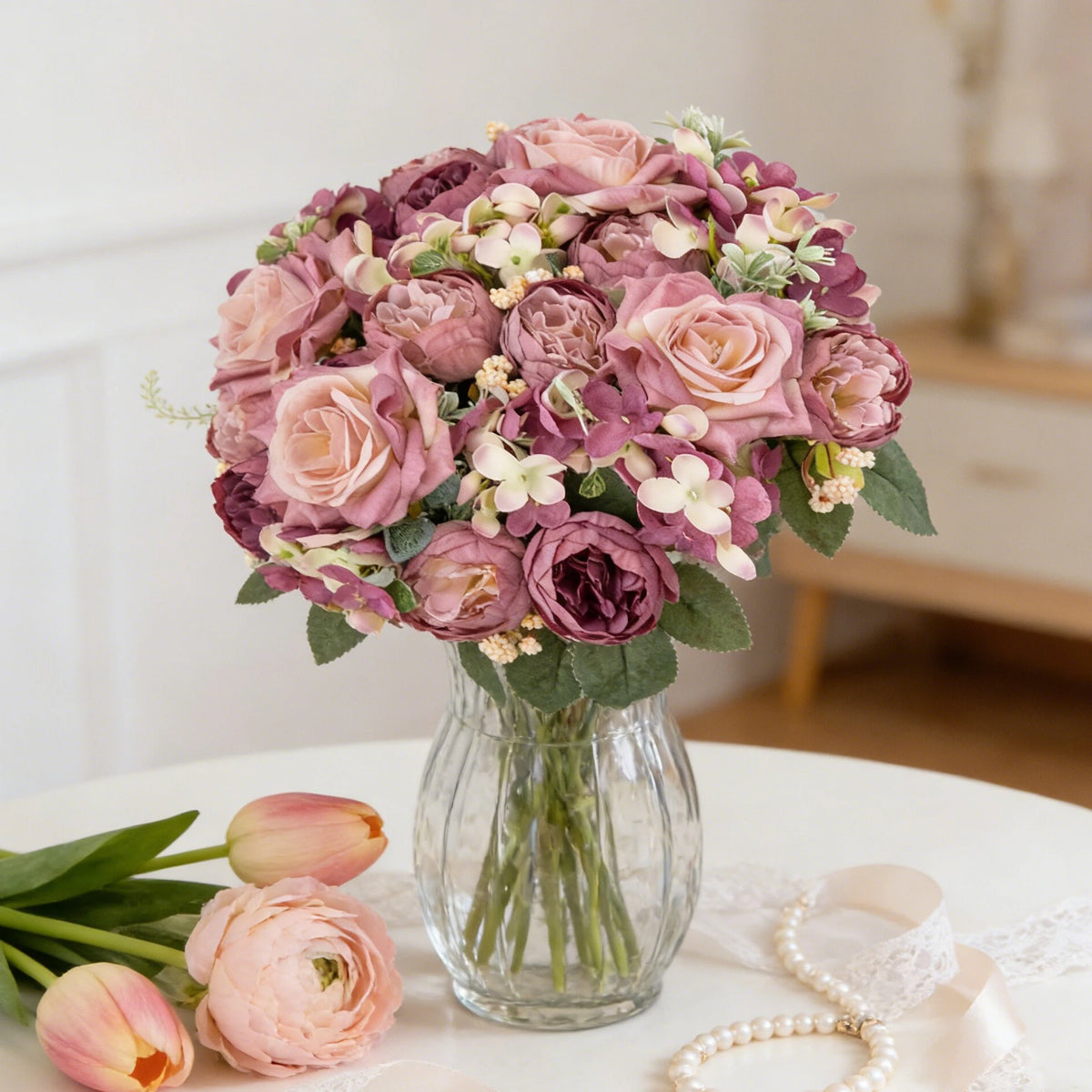 Artificial Silk Rose & Peony Bouquet – Wedding & Home Décor Artificial Flower Bouquet Babs
