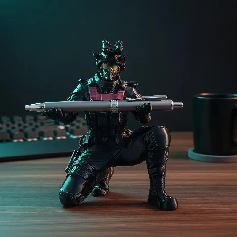 Soldier Figurine Pen Holder – Tactical Special Forces Desk Organizer Figurine Desk Organizer Babs