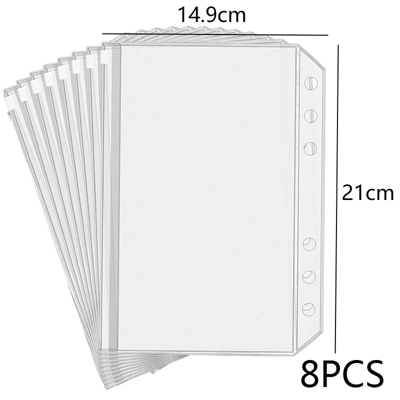 8PCS Zipper Binder Pocket Envelopes A5 A6 A7 Budget Organizer Binder Pocket Envelopes Babs C