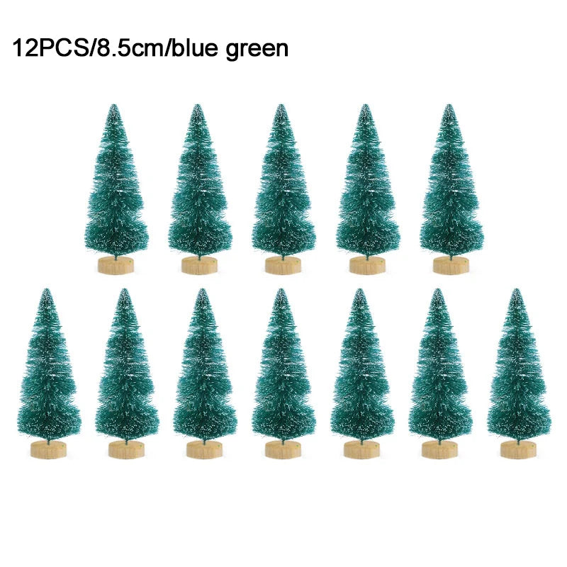 12pcs Mini Sisal Christmas Trees – DIY Holiday Table Decor Christmas Tree Decor Babs 8.5cm-blue green as picture