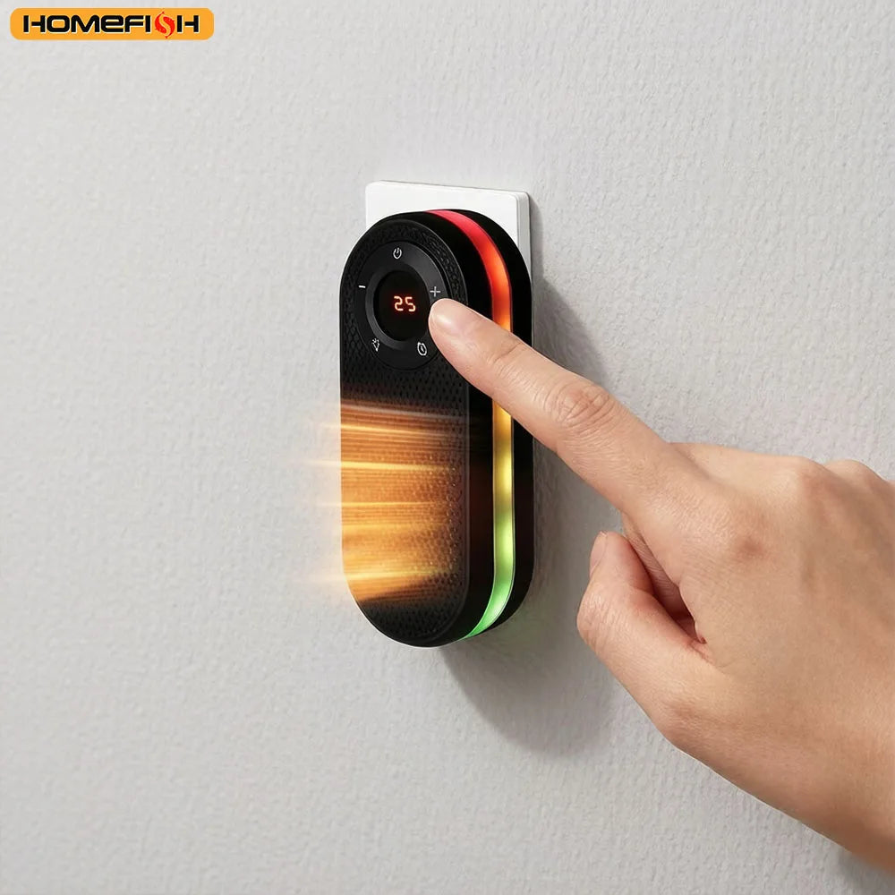 HOMEFISH Wall-Mounted Space Heater with Night Light Wall-Mounted Heater Babs