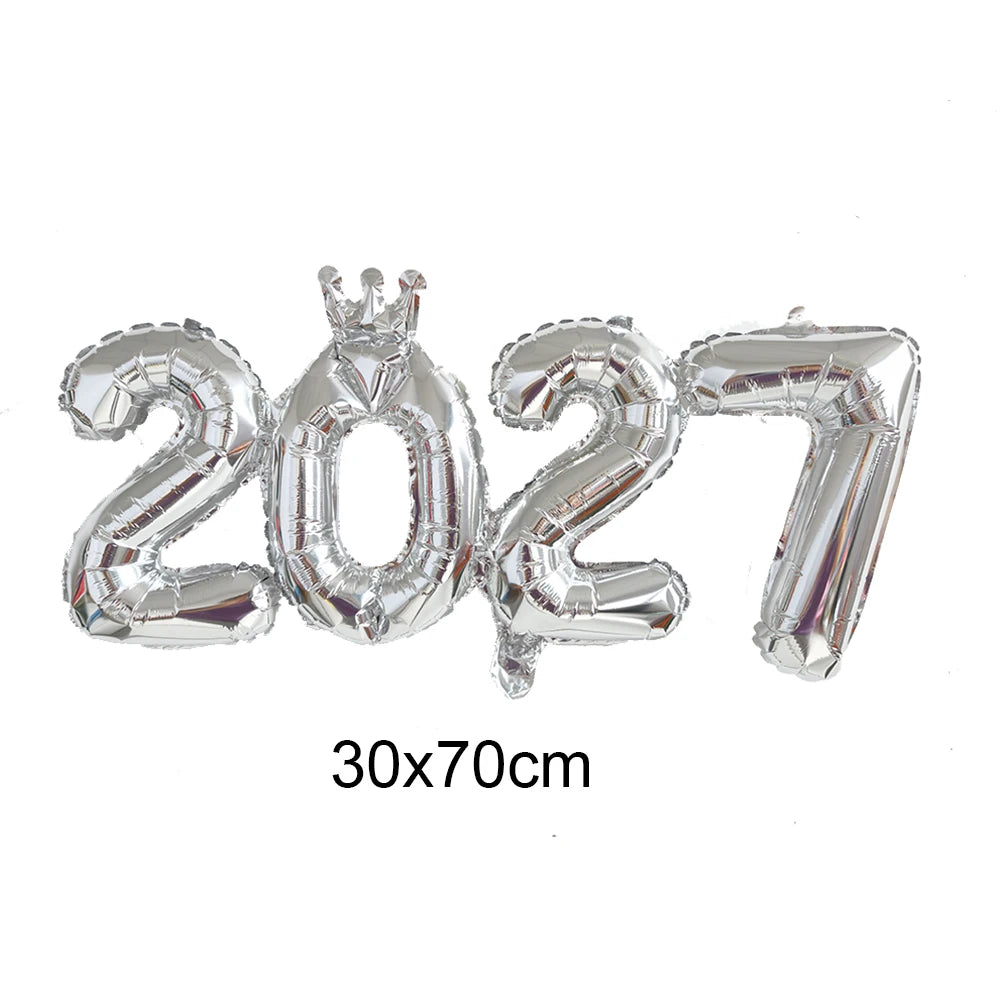 2027 New Year Foil Balloon Set – Gold, Silver & Champagne