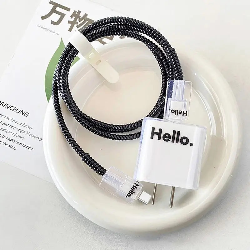USB Charger & Cable Protector Set – Cute Heart TPU Cover Cable Protector Set Babs A13
