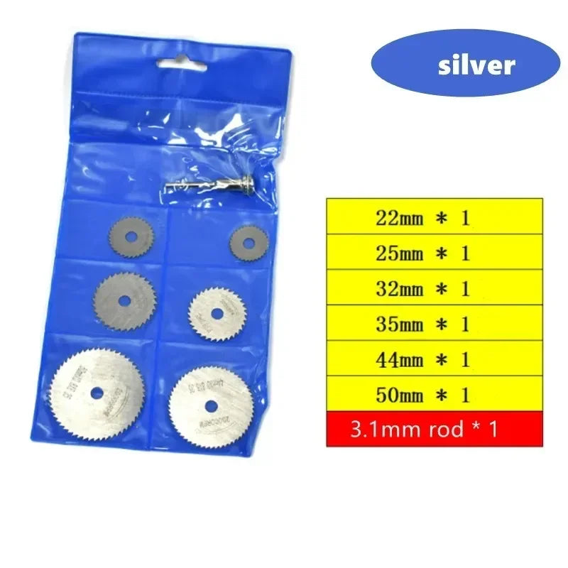 7Pcs HSS Circular Saw Blade Set – Wood & Metal Cutting Discs Circular Saw Blade Set Babs 6pc-3.1mm rod