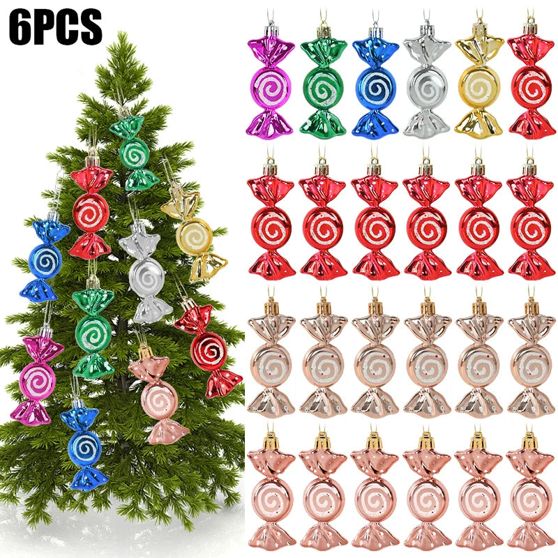 6-Piece Christmas Candy Tree Ornaments Set – Holiday Pendants Christmas Tree Ornaments Babs