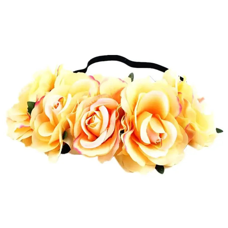 10-Pack Rose Flower Headband Wreath – Wedding & Party Set