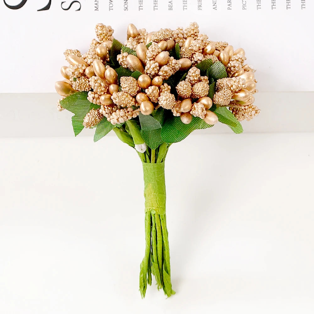 12Pcs Artificial Berry Stamen Flowers – DIY Wedding & Christmas Artificial Craft Flowers Babs
