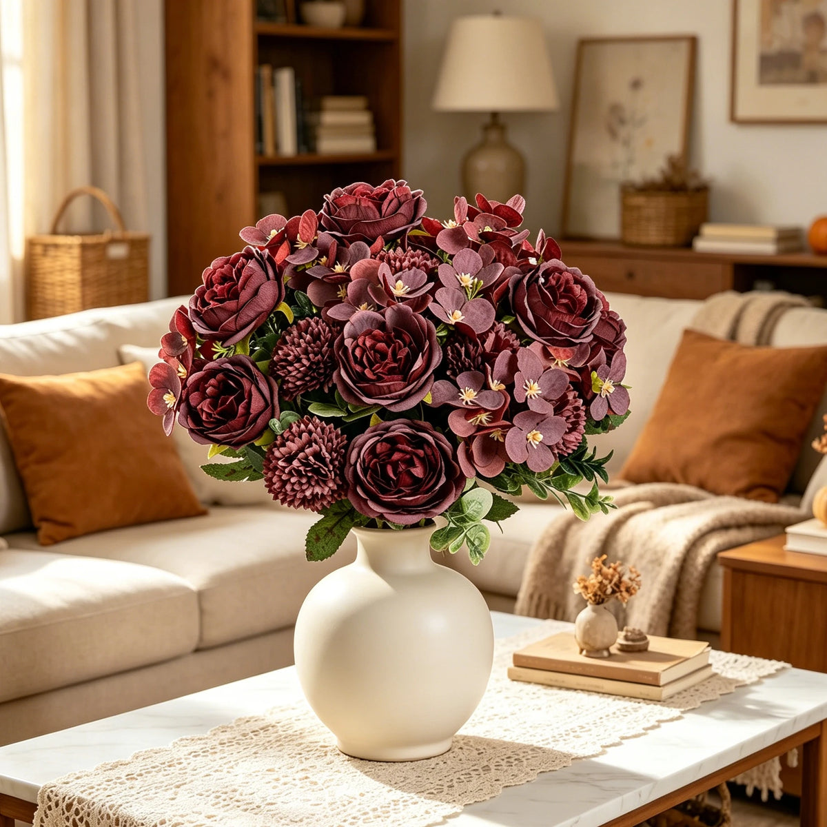 Silk Peony Chrysanthemum Artificial Flower Bouquet | Home & Wedding Artificial Flower Bouquet Babs
