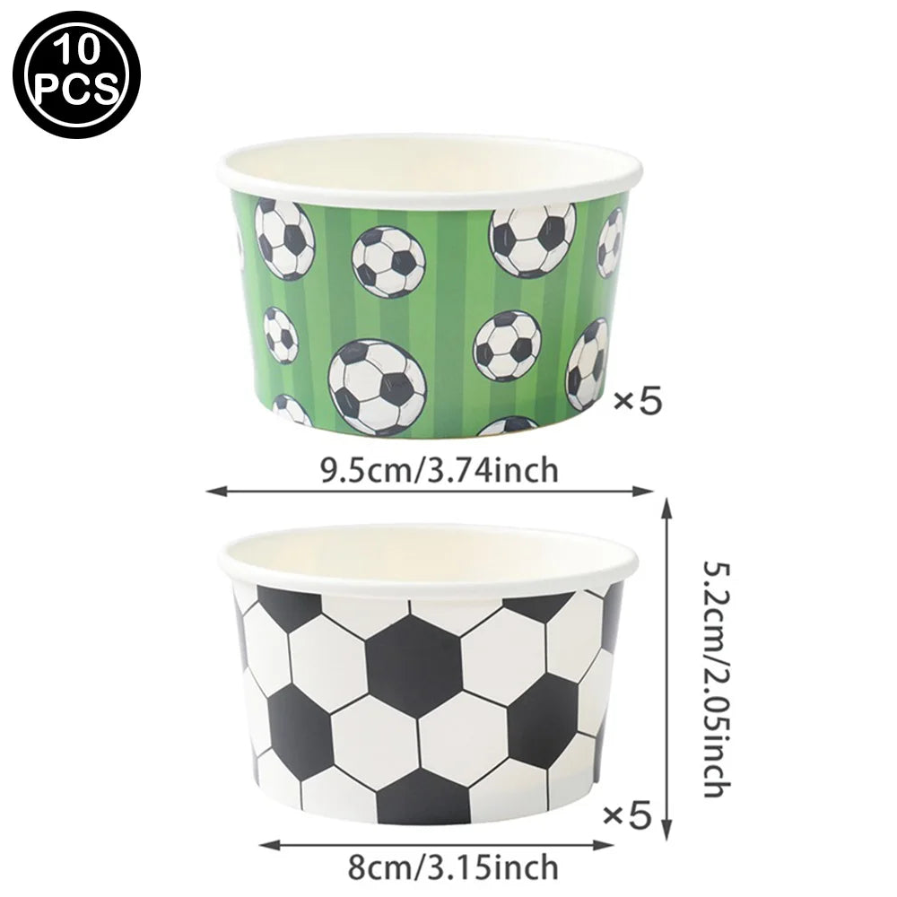 Soccer Football Party Supplies – Plates, Cups, Napkins & Runner Party Tableware Set Babs Brown