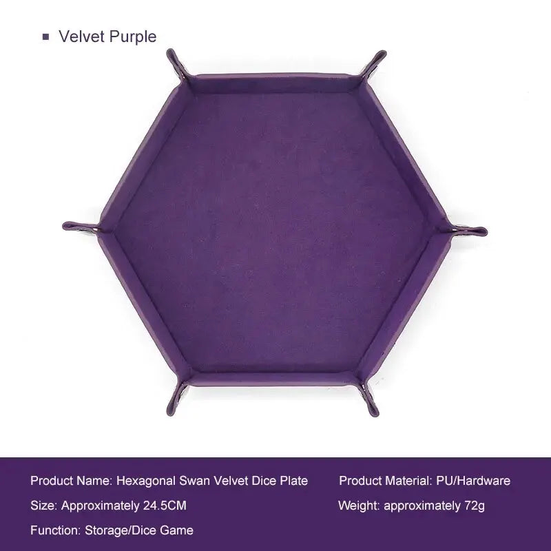 Hexagonal PU Leather Dice Tray – Foldable Game Organizer Dice Rolling Tray Babs 1pc purple