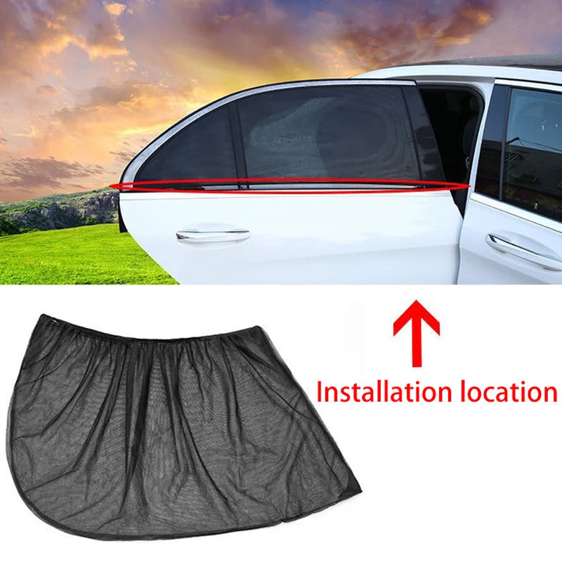 Car Side Window Sun Shade UV Mesh Curtain – 2 Pack Universal Car Window Sun Shade Babs