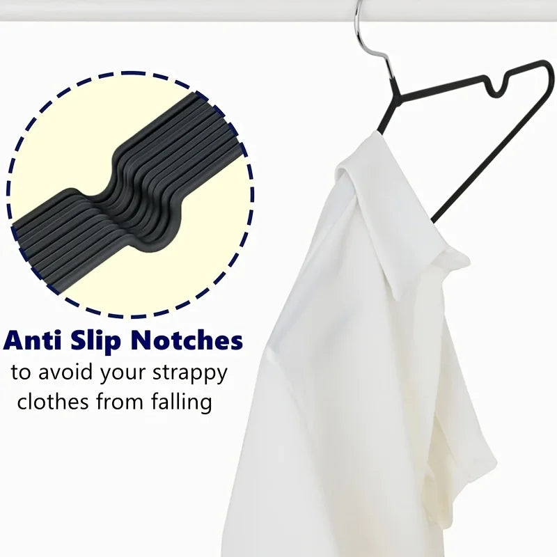 10-Pack Non-Slip Metal Coat Hangers with Round Notches Clothes Hangers Babs