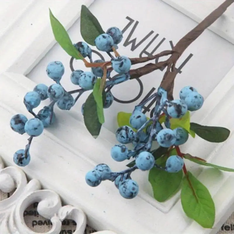 2Pcs Mini Artificial Berry Foam Flowers – Christmas & Wedding Decor Artificial Floral Decor Babs blue 2pcs