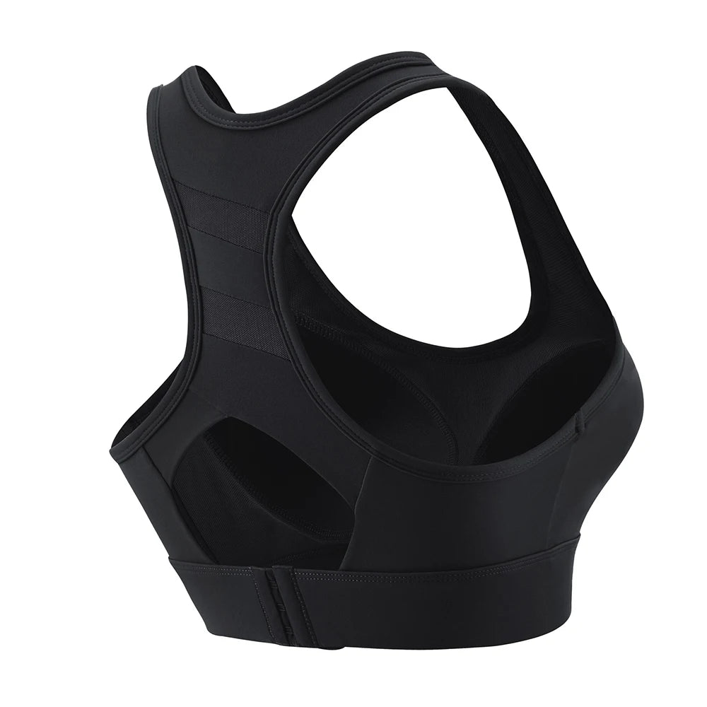 Women's High Impact Sports Bra – Push Up Racerback Yoga Top Sports Bra Babs Black M