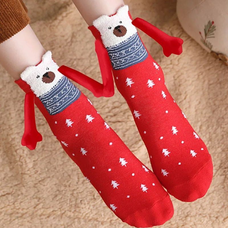 Christmas Magnetic Couple Socks – Festive Cotton Holiday Gift Novelty Couple Socks Babs 10Pairs 8