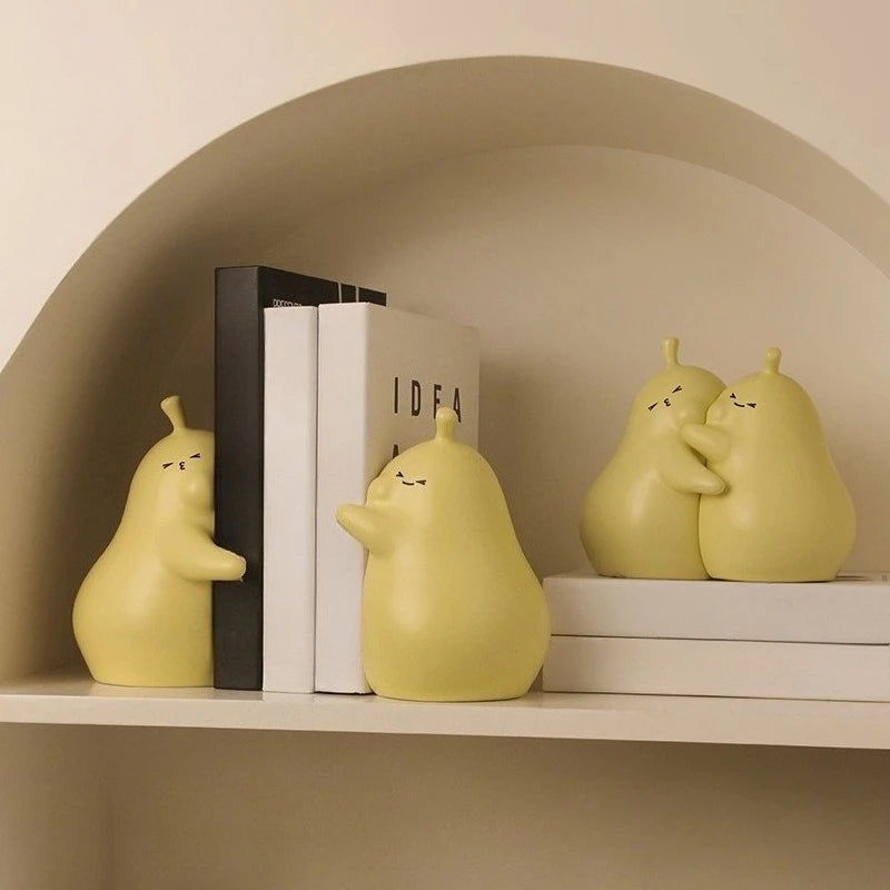 Ceramic Hug Pear Bookends – Cute Home Decor Ornament Gift Decorative Bookends Babs