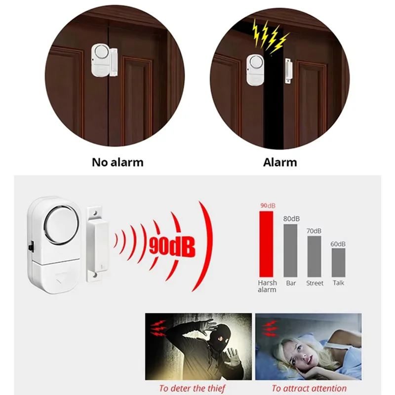 Wireless 90dB Magnetic Door & Window Security Alarm Sensor Security Alarm Sensor Babs