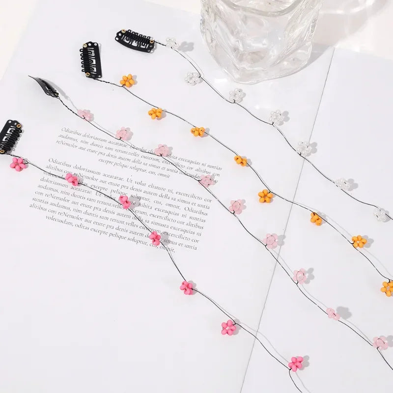 Flower Braid Hair Chain Clip & Tassel Rope | Fairy Style Floral Hair Clip Babs
