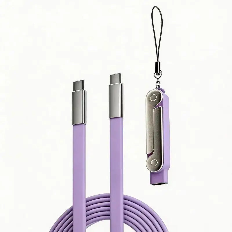 240W USB-C Fast Charging Cable with Foldable Bracket Stand USB-C Charging Cable Babs Purple