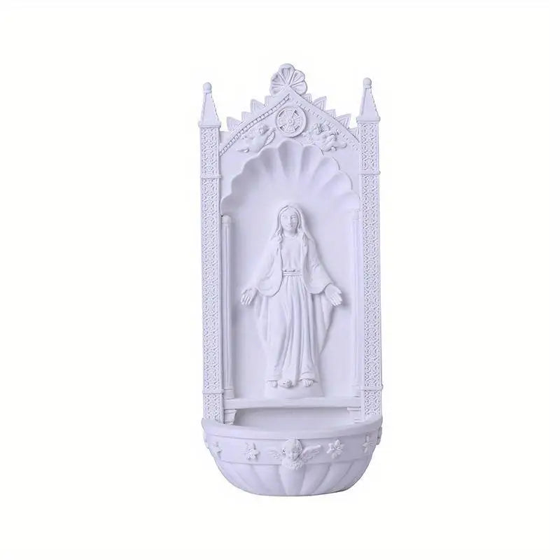 Virgin Mary Holy Water Font Wall Statue | Catholic Home Decor Religious Wall Figurine Babs 1pc