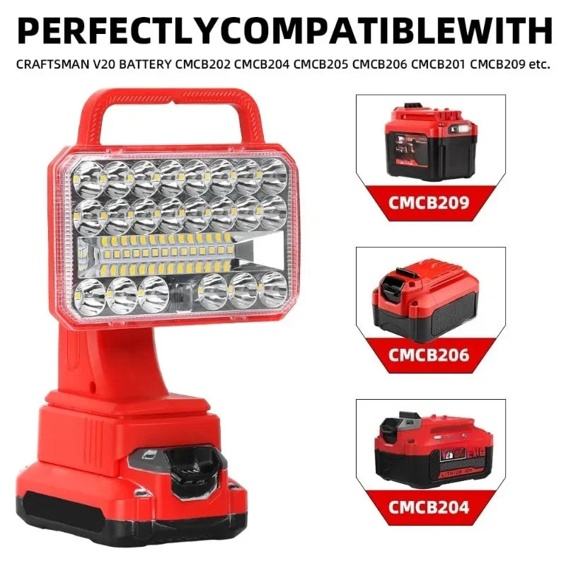 18/20V Cordless LED Floodlight for Makita Milwaukee Craftsman Cordless Work Light Babs