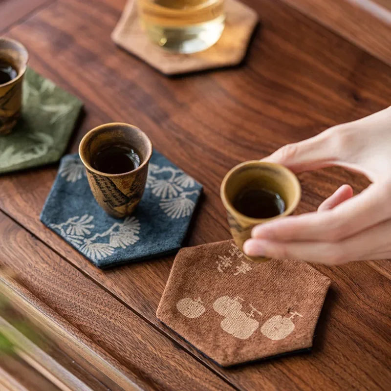 Vintage Embroidery Tea Coasters – Insulated Drink Cup Holders Embroidery Coasters Babs