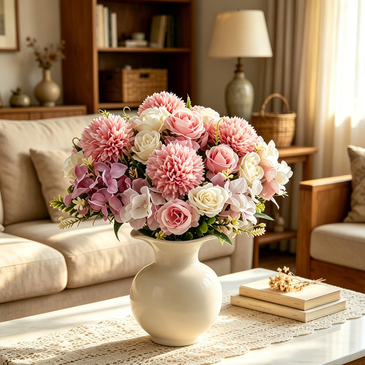 Silk Rose & Chrysanthemum Artificial Bouquet – Wedding Décor Artificial Flower Bouquet Babs