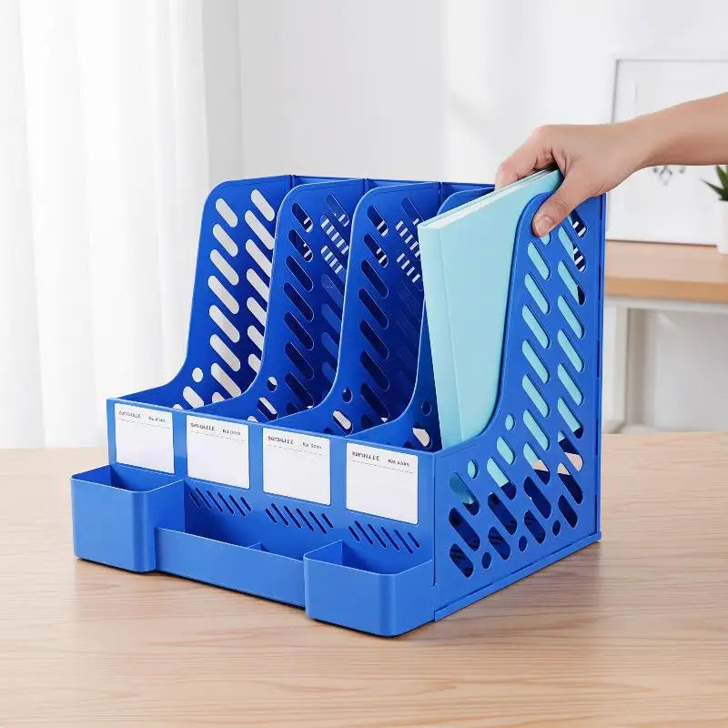 4-Column File Rack Desk Organizer – Books, Pens & Documents Desk File Organizer Babs