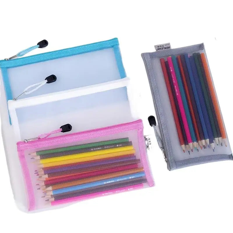 Transparent Mesh Pencil Pouch with Zipper | School & Office Mesh Pencil Pouch Babs