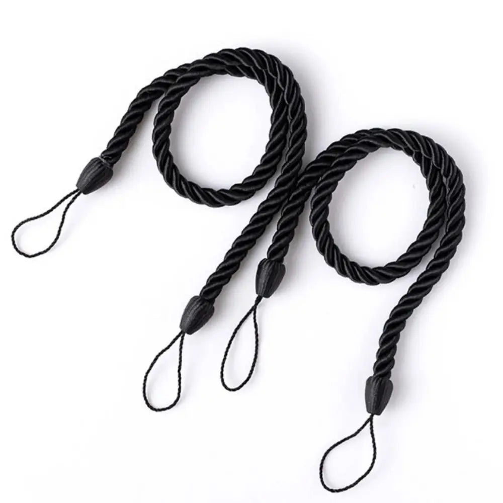 2Pcs Woven Curtain Tiebacks – Modern Twisted Rope Holdbacks Curtain Tiebacks Babs Black