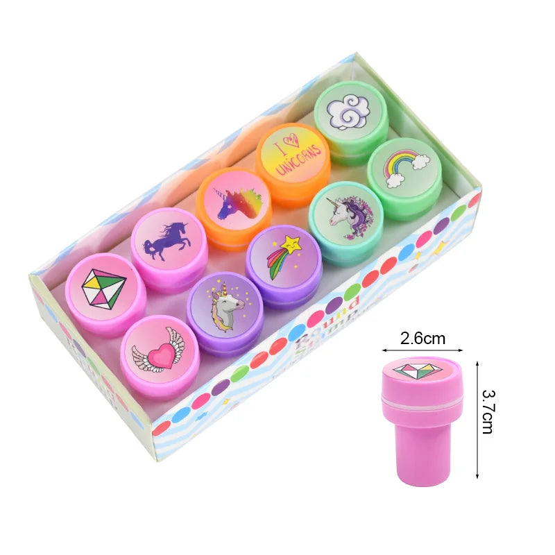 10-Piece Kids Self-Ink Stamps Unicorn Mermaid Party Favors Kids Party Stamps Babs Unicorn