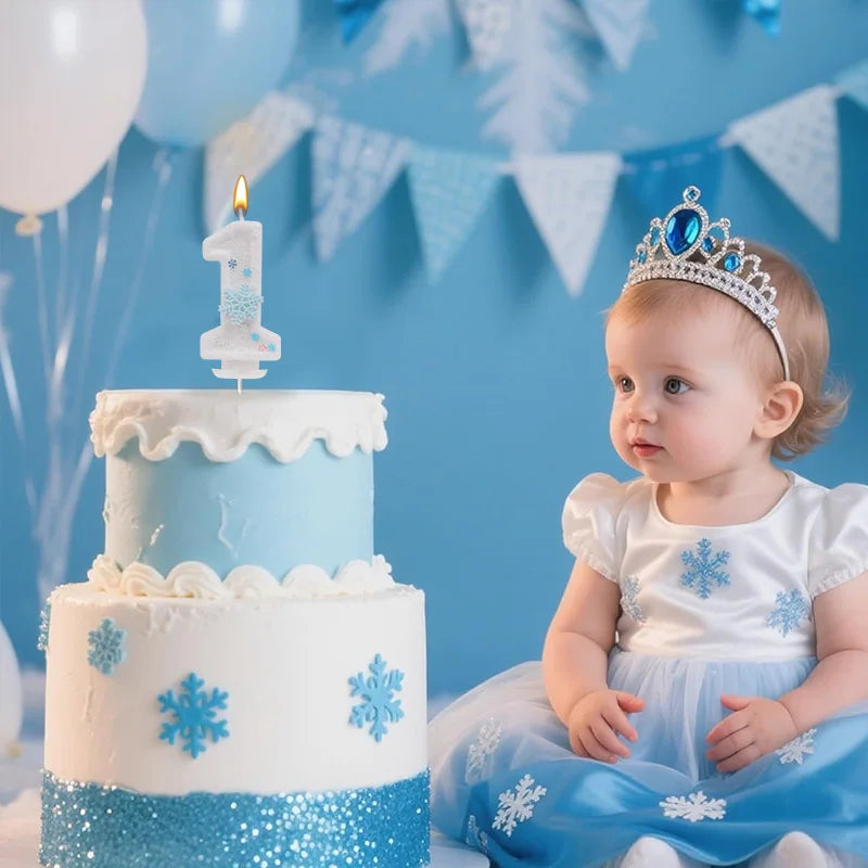 Glitter Snowflake Number Candles 0-9 Birthday Cake Topper Birthday Cake Candles Babs