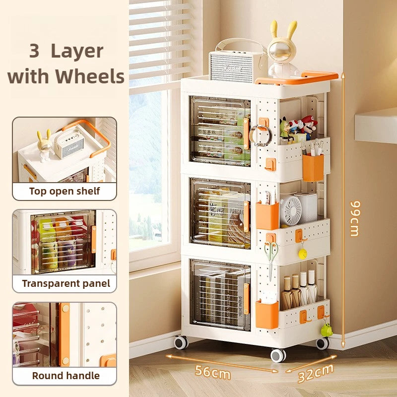 Foldable Rolling Storage Box with Wheels – Large 40–50L Organizer Rolling Storage Bin Babs 3 Layer