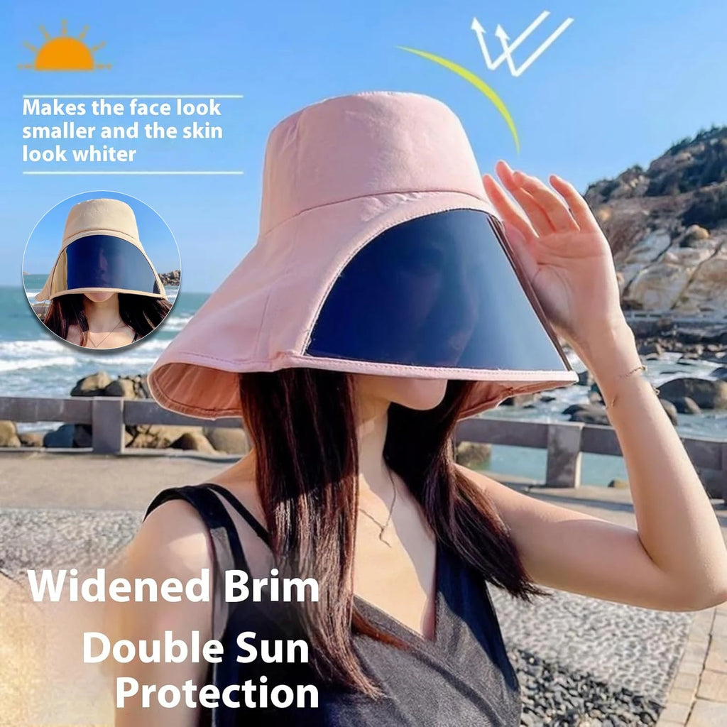Women's Wide Brim Bucket Hat UPF 50+ Full Face Shield UV Cover Wide Brim Sun Hat Babs