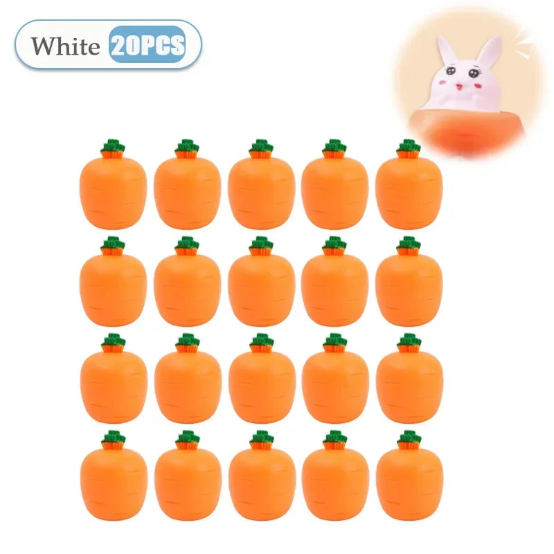 Squishy Carrot Rabbit Squeeze Telescopic Toy – Fun Kids Gift Novelty Squeeze Toy Babs White-20PC