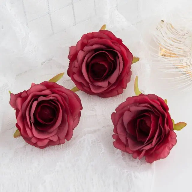 Silk Rose Artificial Flowers 5/10 Pcs – Wedding & Home Decor Artificial Silk Flowers Babs color 9 5 pcs