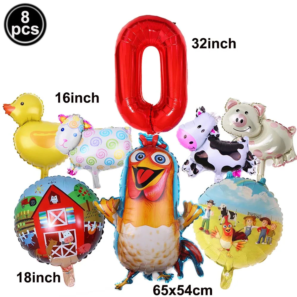 Farm Animal Foil Balloons Set – Cow Sheep Duck Pig Party Decor Party Balloons Set Babs Laser As show