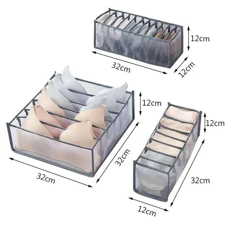 3-Pack Drawer Underwear & Sock Grid Organizer Storage Boxes Drawer Closet Organizer Babs