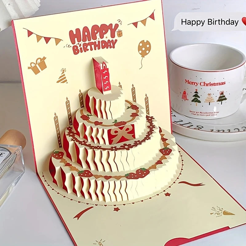 3D Pop-Up Birthday & Christmas Greeting Card with Envelope Pop-Up Greeting Card Babs