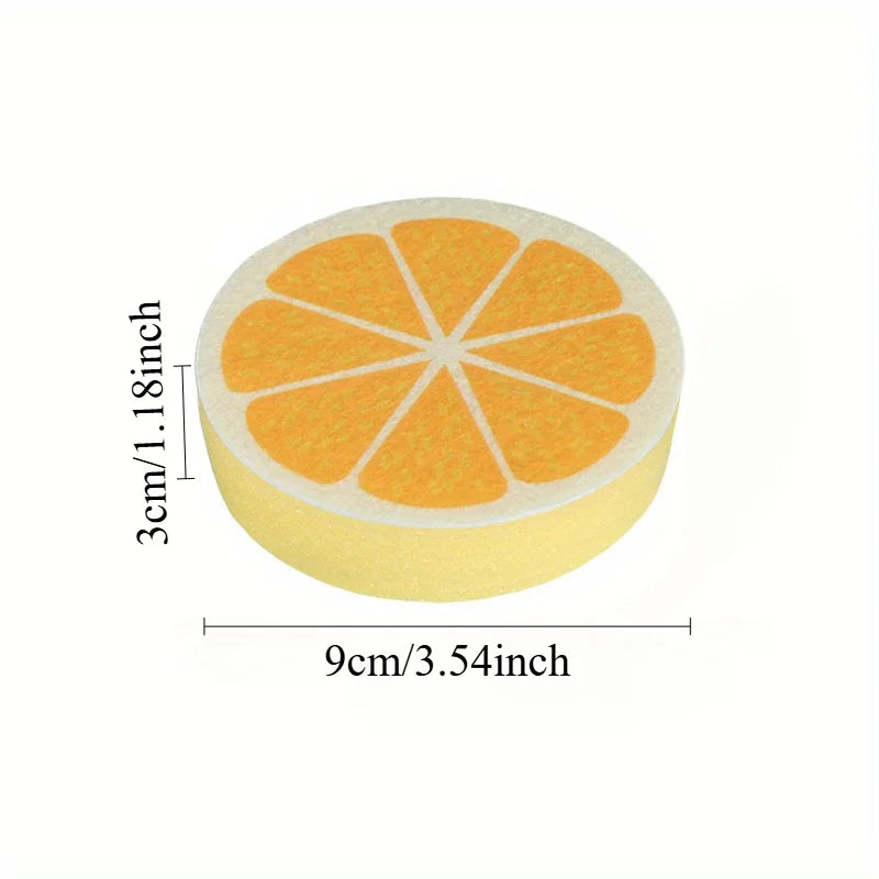 4-Pack Orange Slice Kitchen Sponges – Reusable Non-Woven Kitchen Sponge Set Babs