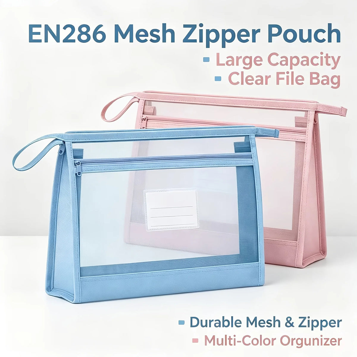 A4 Transparent Mesh Zipper File Bag – Large Document Pouch Document File Bag Babs