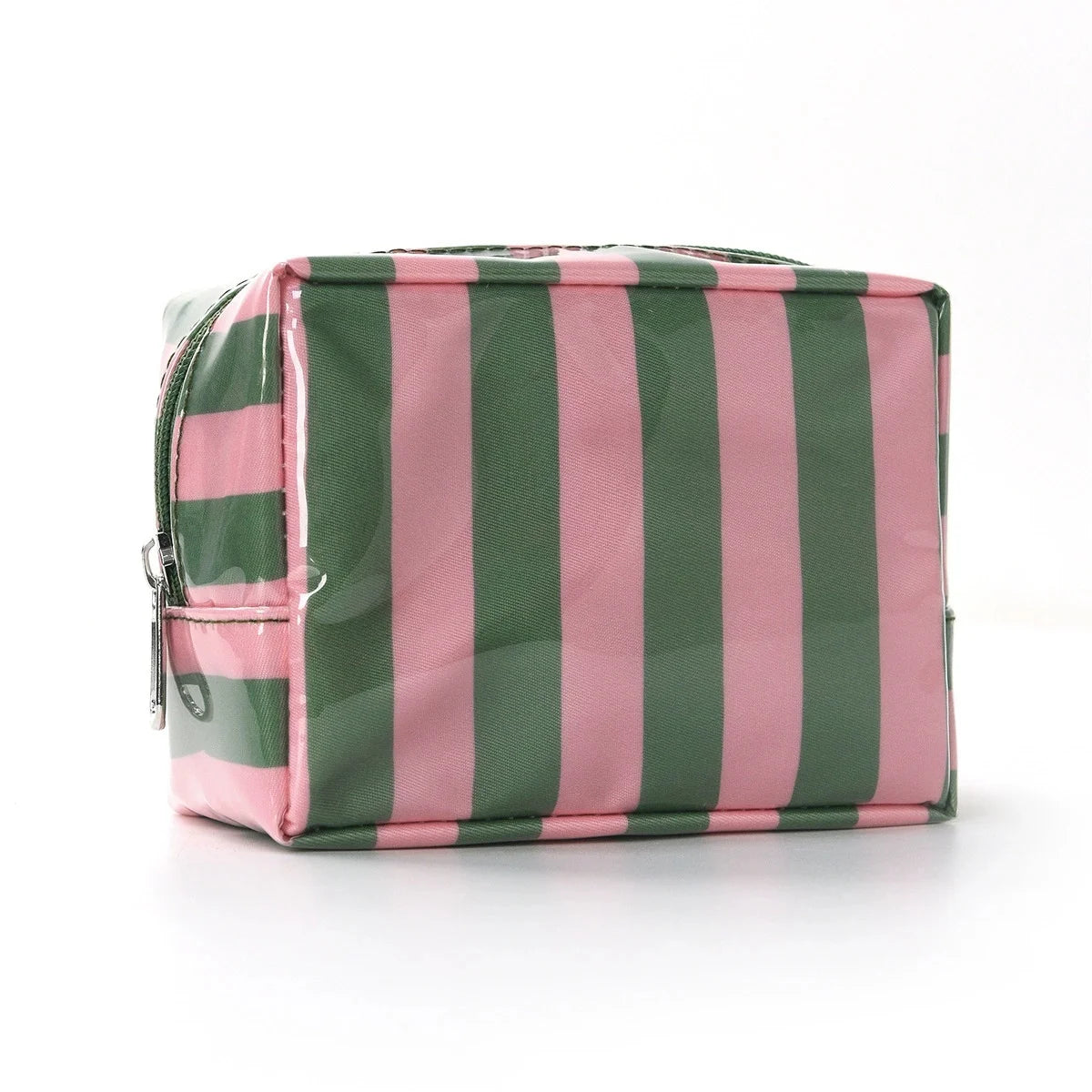 Striped Mini Makeup Bag with Zipper – Cute Cosmetic Pouch Cosmetic Pouch Babs Green Pink
