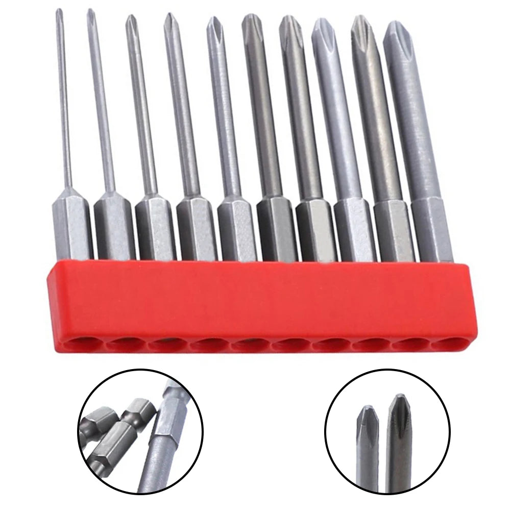 10Pcs Phillips Screwdriver Bits PH00-PH2 65mm 1/4" Hex Shank Set Screwdriver Bit Set Babs