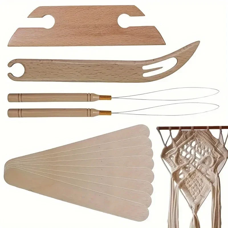 Beech Wood Inkle Weaving Shuttle Kit – 12-Piece Crafting Set Weaving Shuttle Kit Babs
