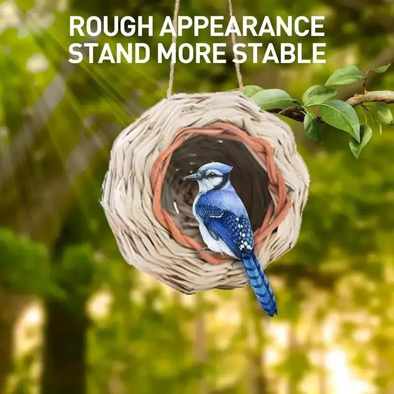 2pcs Round Straw Bird Nest – Parrot Toy & Garden Ornament Bird Nest Toy Babs