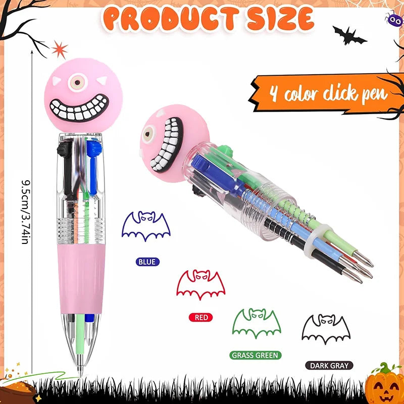 Halloween Mini 4-Color Ballpoint Pens – Kids Party Favors 5–20pc Halloween Novelty Pens Babs