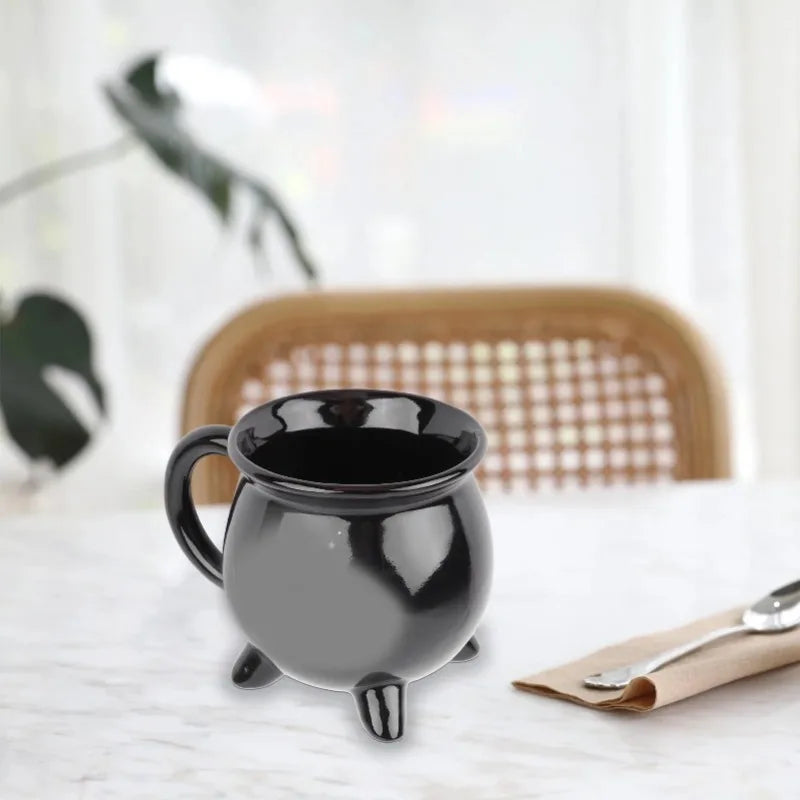Witch Cauldron Ceramic Mug 300ml – Halloween Black Pot Cup Ceramic Novelty Mug Babs