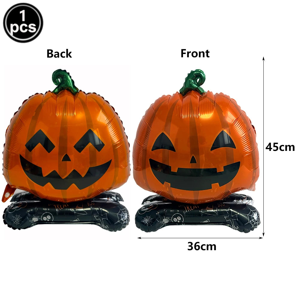 Halloween Foil Balloons Set – Pumpkin Ghost Bat Fringe Curtain