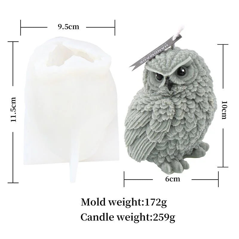 Tilted Head Owl Silicone Mold – DIY Candle, Soap & Resin Silicone Craft Mold Babs 1pc