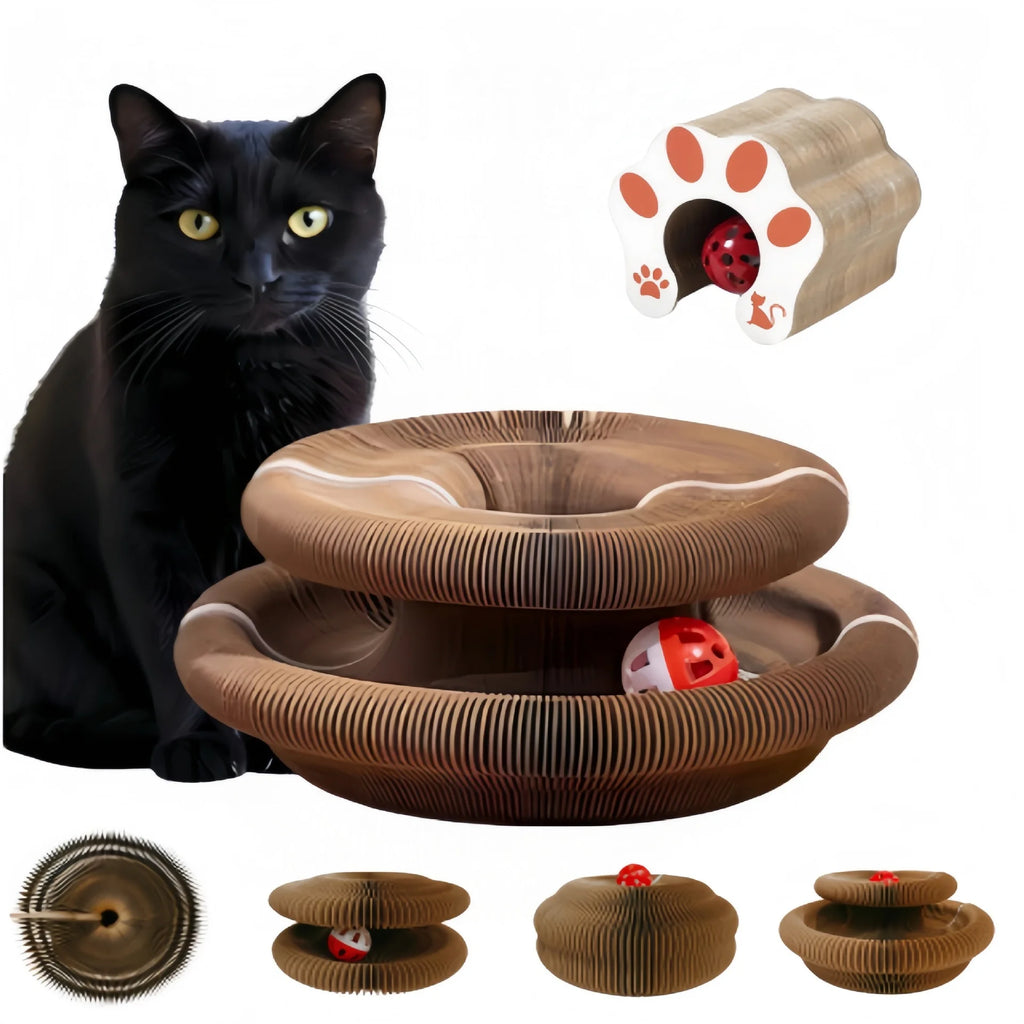 Round Double Tier Corrugated Cat Scratcher Board & Post Cat Scratch Board Babs